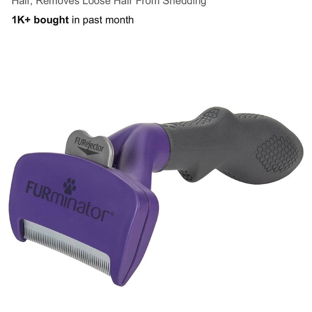 FURminator Long Hair Cat Deshedding Tool, Purple, Medium